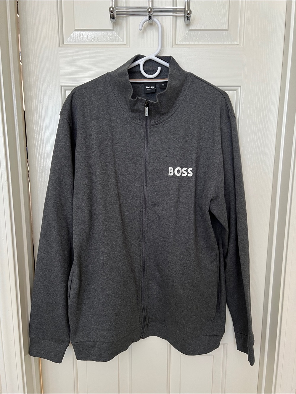 BOSS Men's Dark Charcoal Full-Zip Jacket